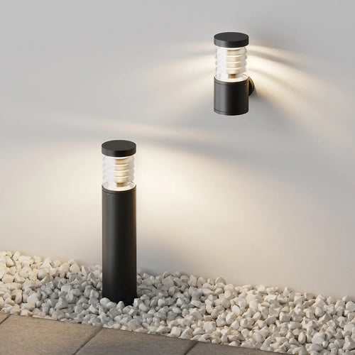 Applique extérieure lanterne LED en verre strié et acier noir