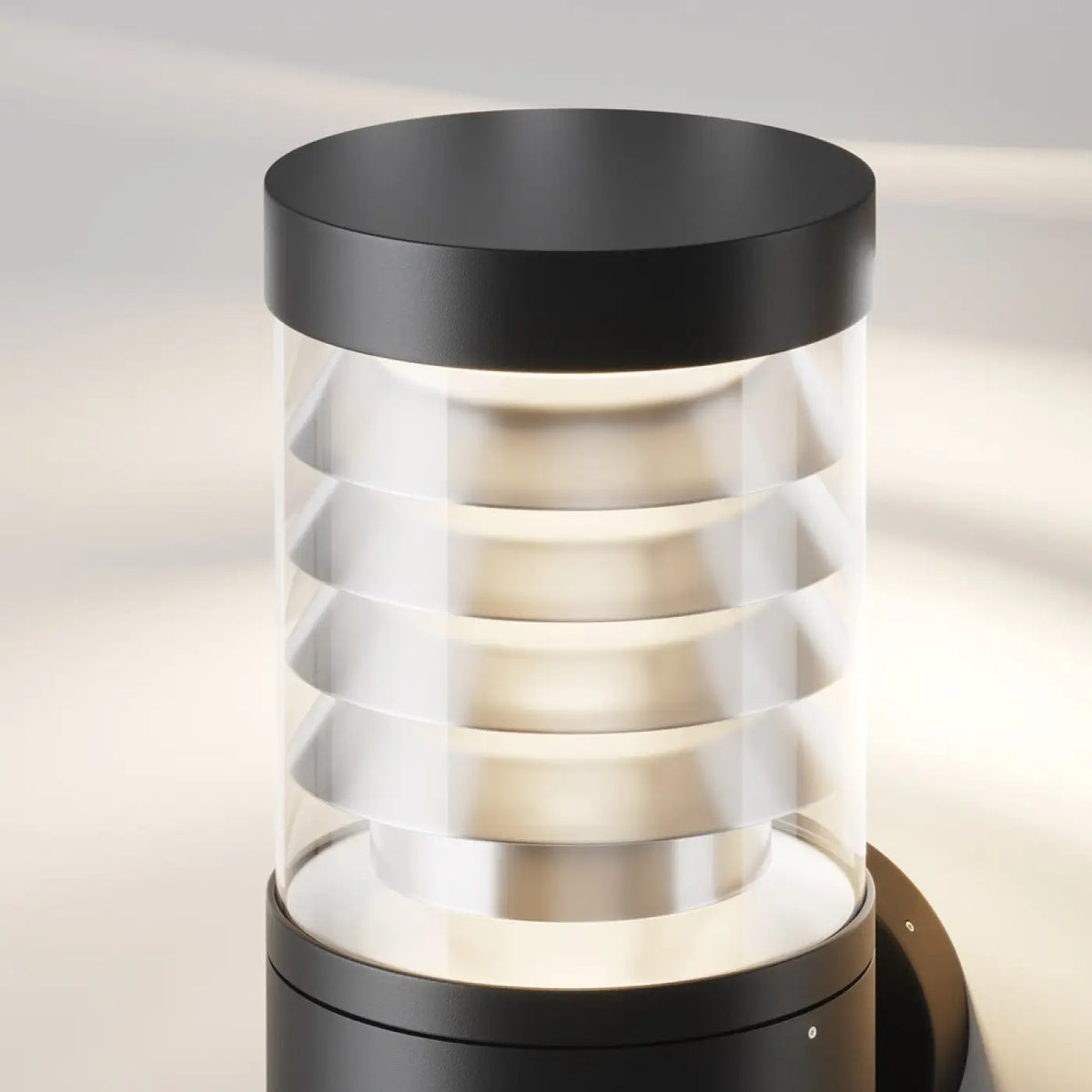 Applique extérieure lanterne LED en verre strié et acier noir