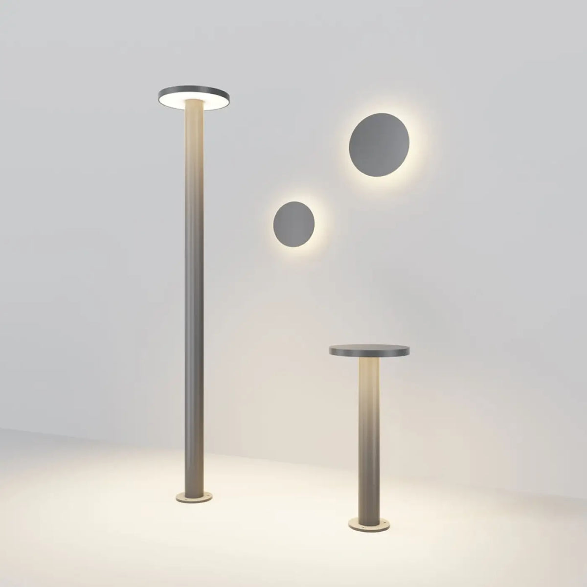 Applique extérieure LED ronde en acier gris, IP65, 14 ou 18 cm