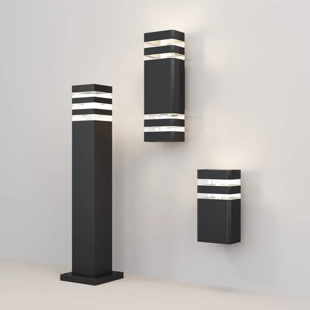 Applique extérieure à deux lumières en acier noir, culots E27