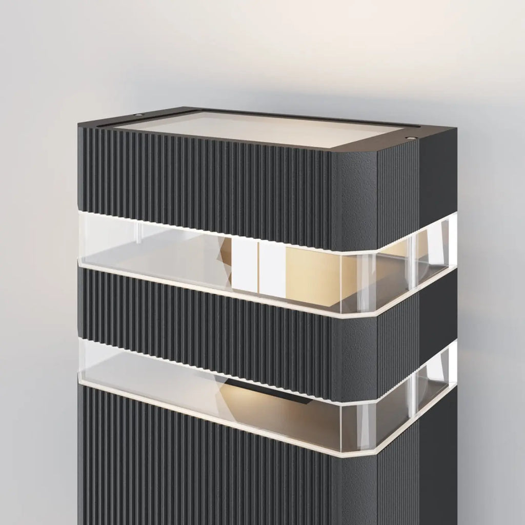 Applique extérieure à deux lumières en acier noir, culots E27