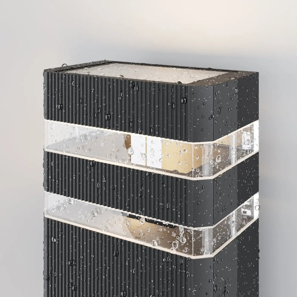 Applique extérieure à deux lumières en acier noir, culots E27
