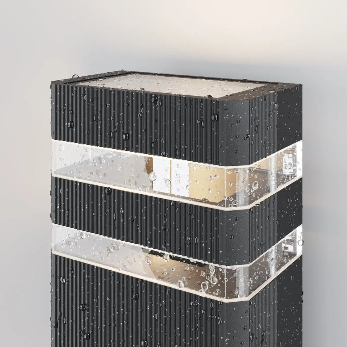 Applique extérieure à deux lumières en acier noir, culots E27