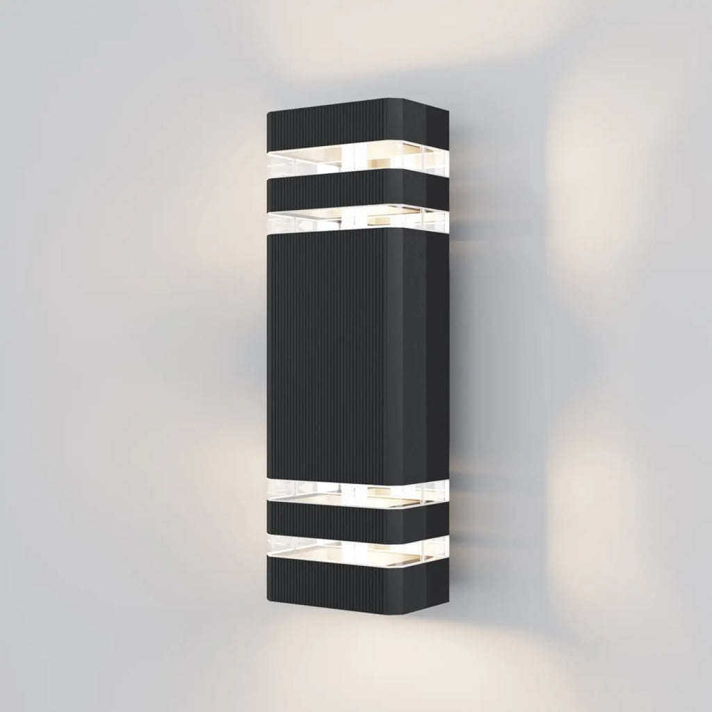 Applique extérieure à deux lumières en acier noir, culots E27