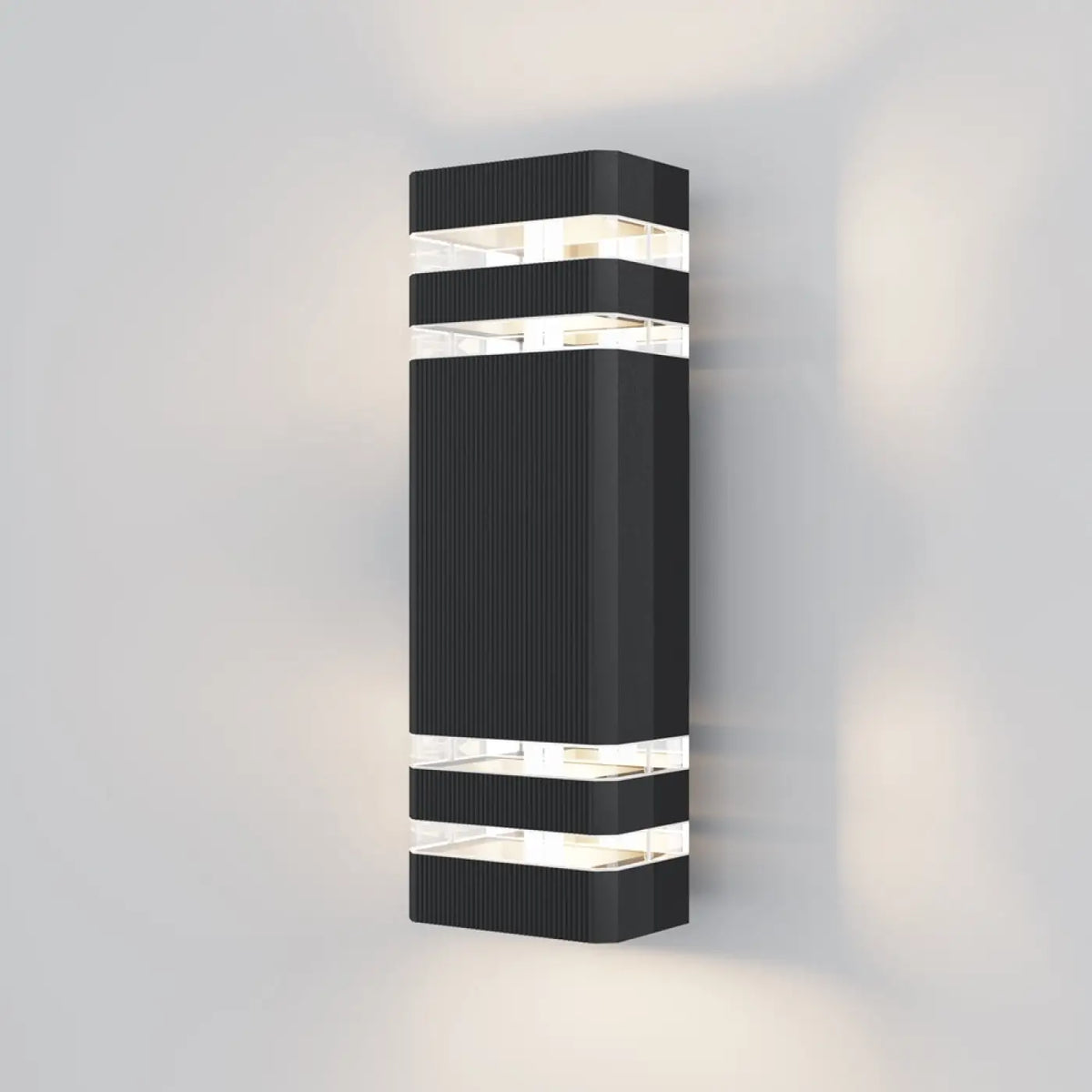 Applique extérieure à deux lumières en acier noir, culots E27