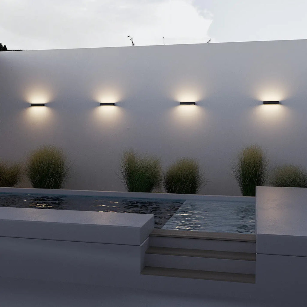 Applique extérieure LED barre horizontale en acier noir, IP65