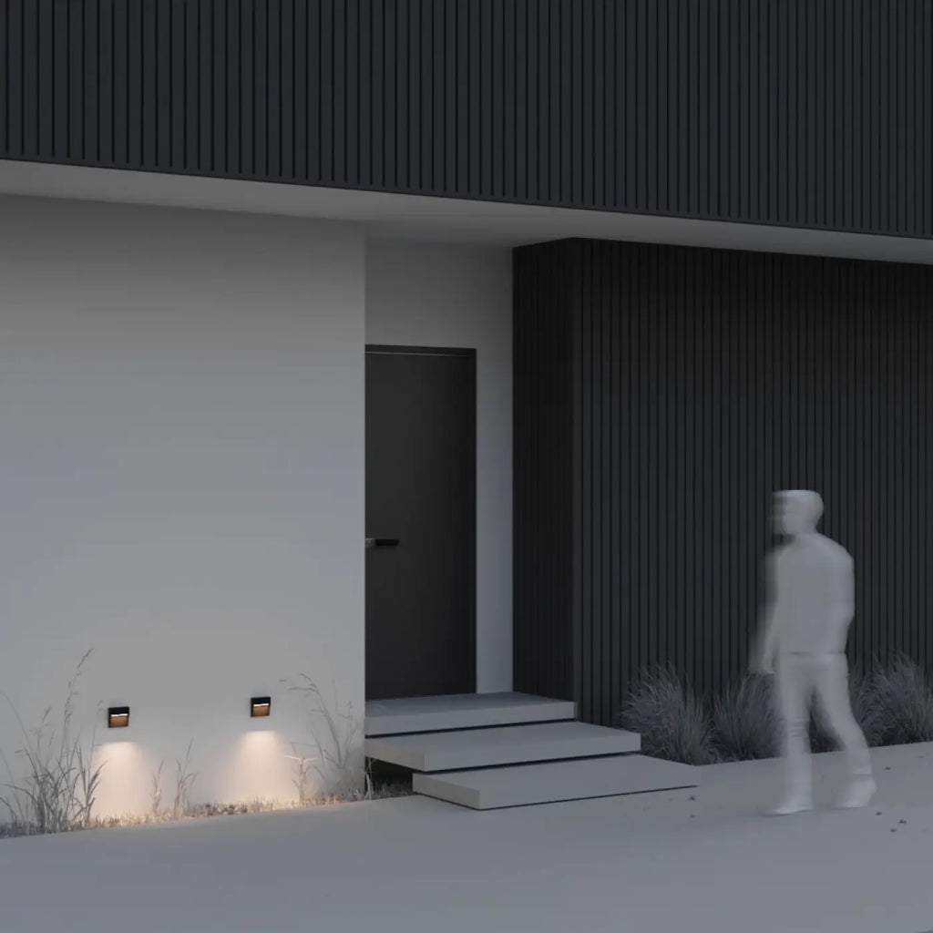 Applique extérieure balise carrée LED, acier noir ou blanc, IP54
