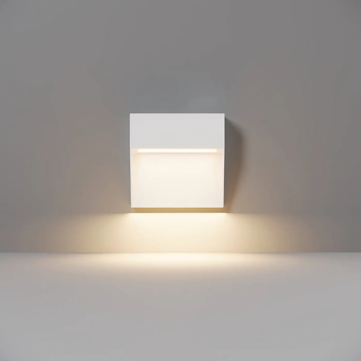 Applique extérieure balise carrée LED, acier noir ou blanc, IP54, blanc