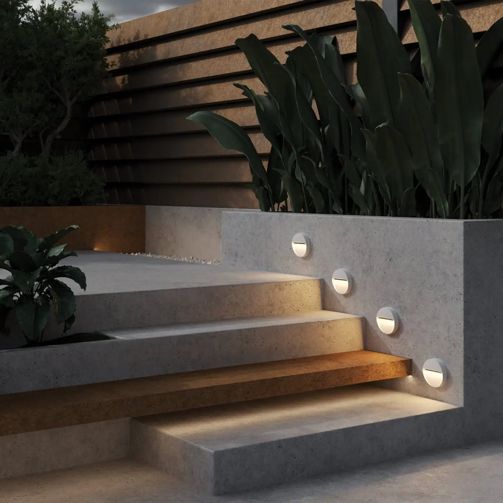 Applique extérieure balise ronde LED, acier noir ou blanc, IP54
