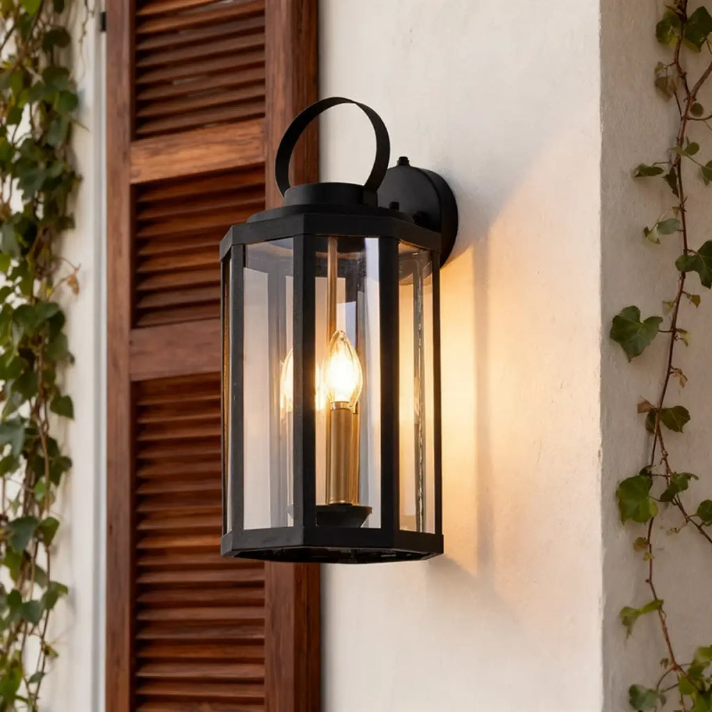 Applique extérieure noire avec verre transparent