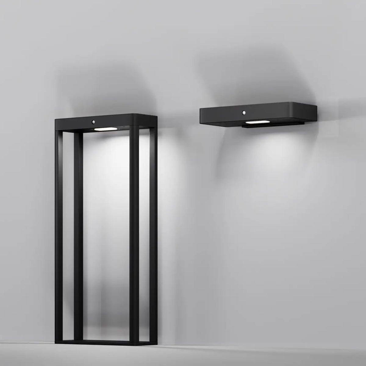 Applique extérieure solaire LED, barre fine en acier noir de 23 cm