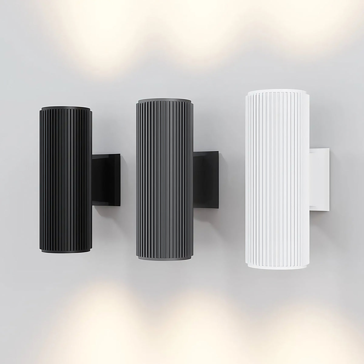 Applique extérieure cylindre en acier IP54, culot E27, 2 tailles, gris