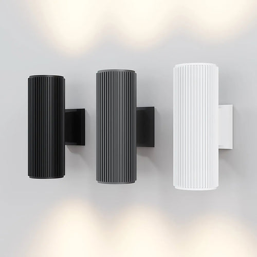 Applique extérieure cylindre en acier IP54, culot E27, 2 tailles, gris