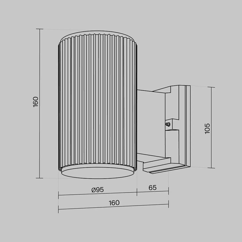 Applique extérieure cylindre en acier IP54, culot E27, 2 tailles