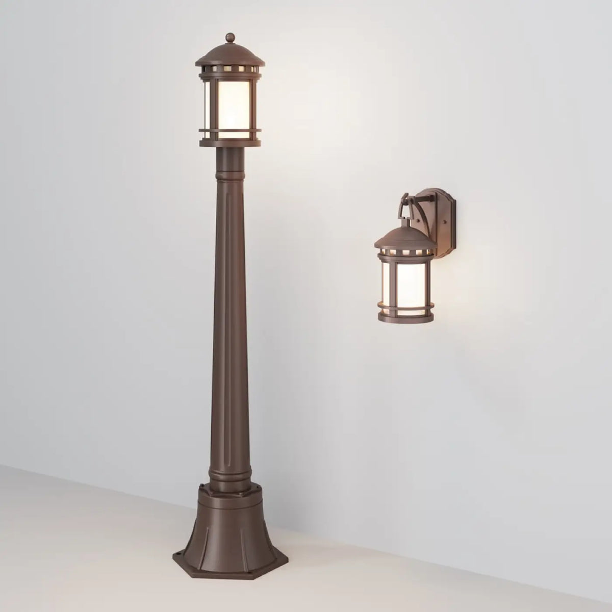 Applique extérieure lanterne en acier bronze et verre, IP44