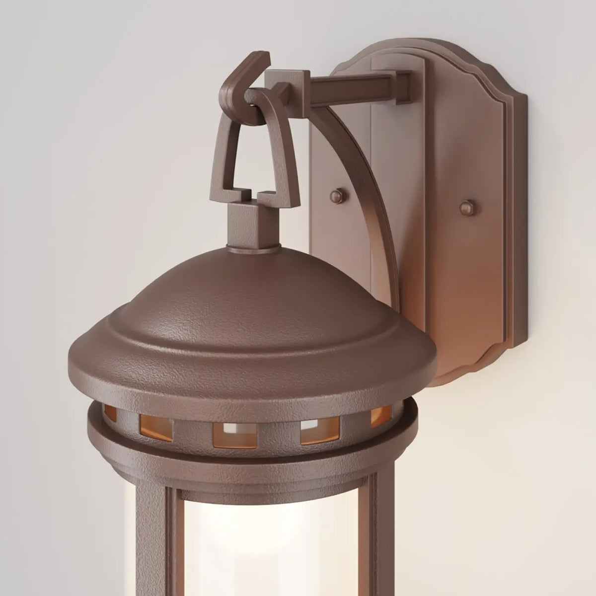 Applique extérieure lanterne en acier bronze et verre, IP44