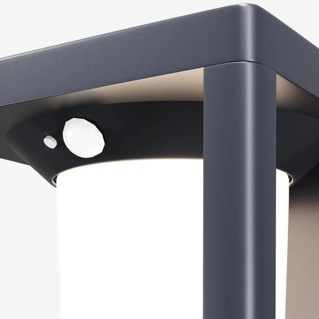 Applique extérieure solaire LED en acier noir, lanterne inclinée
