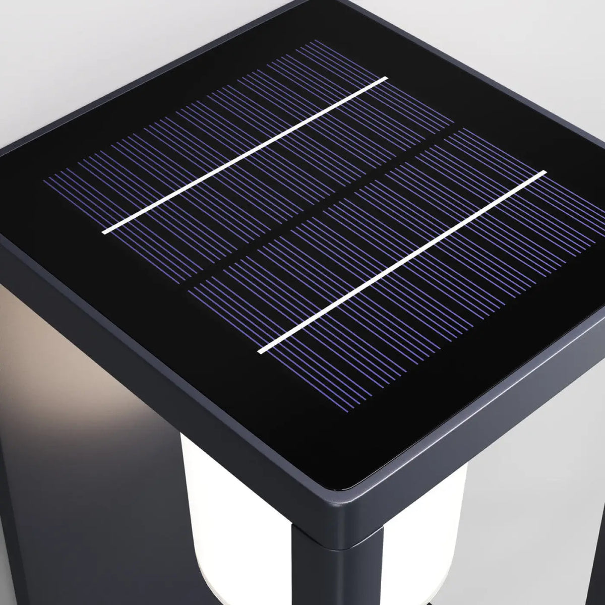 Applique extérieure solaire LED en acier noir, lanterne inclinée
