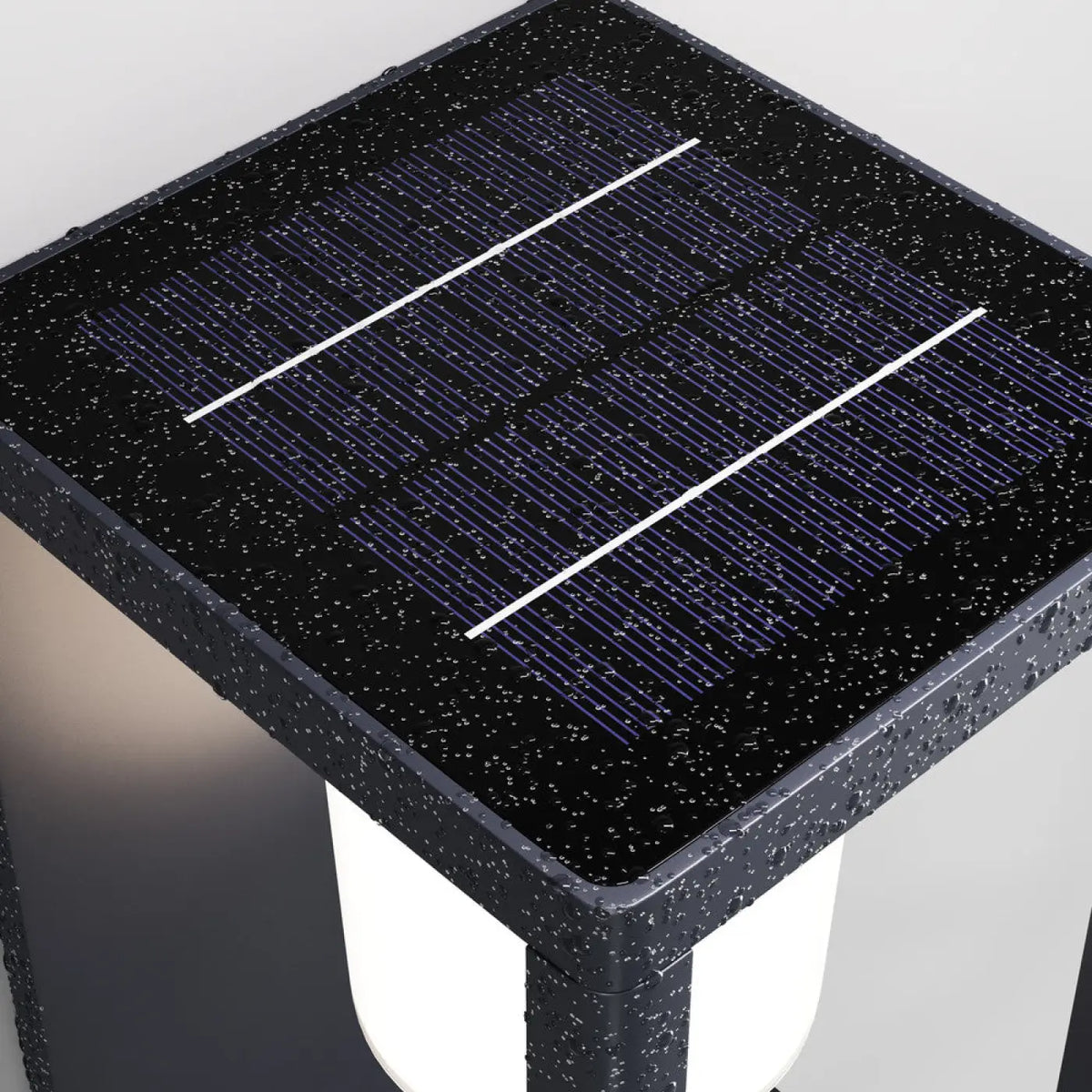 Applique extérieure solaire LED en acier noir, lanterne inclinée