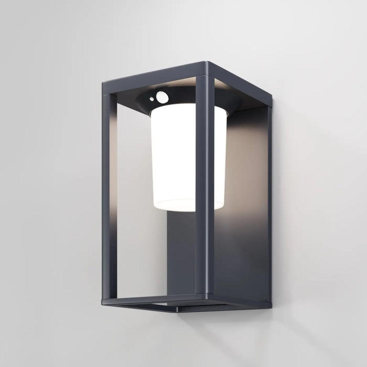 Applique extérieure solaire LED en acier noir, lanterne inclinée