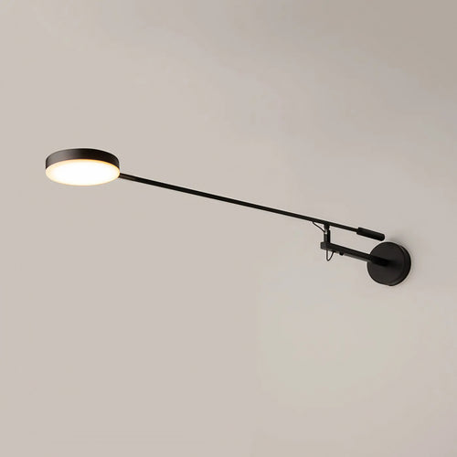 Applique LED à long bras de 100 cm, métal noir, tête ronde