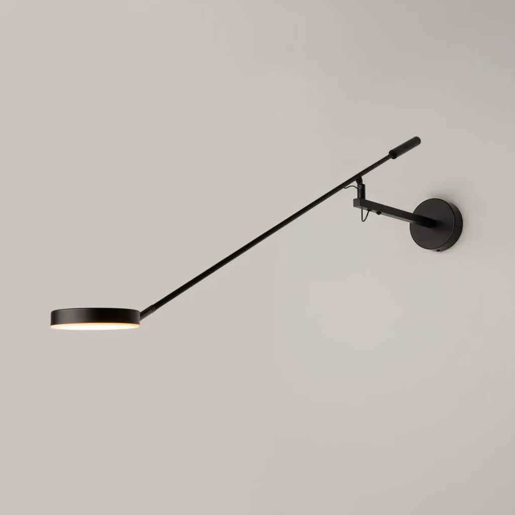 Applique LED à long bras de 100 cm, métal noir, tête ronde