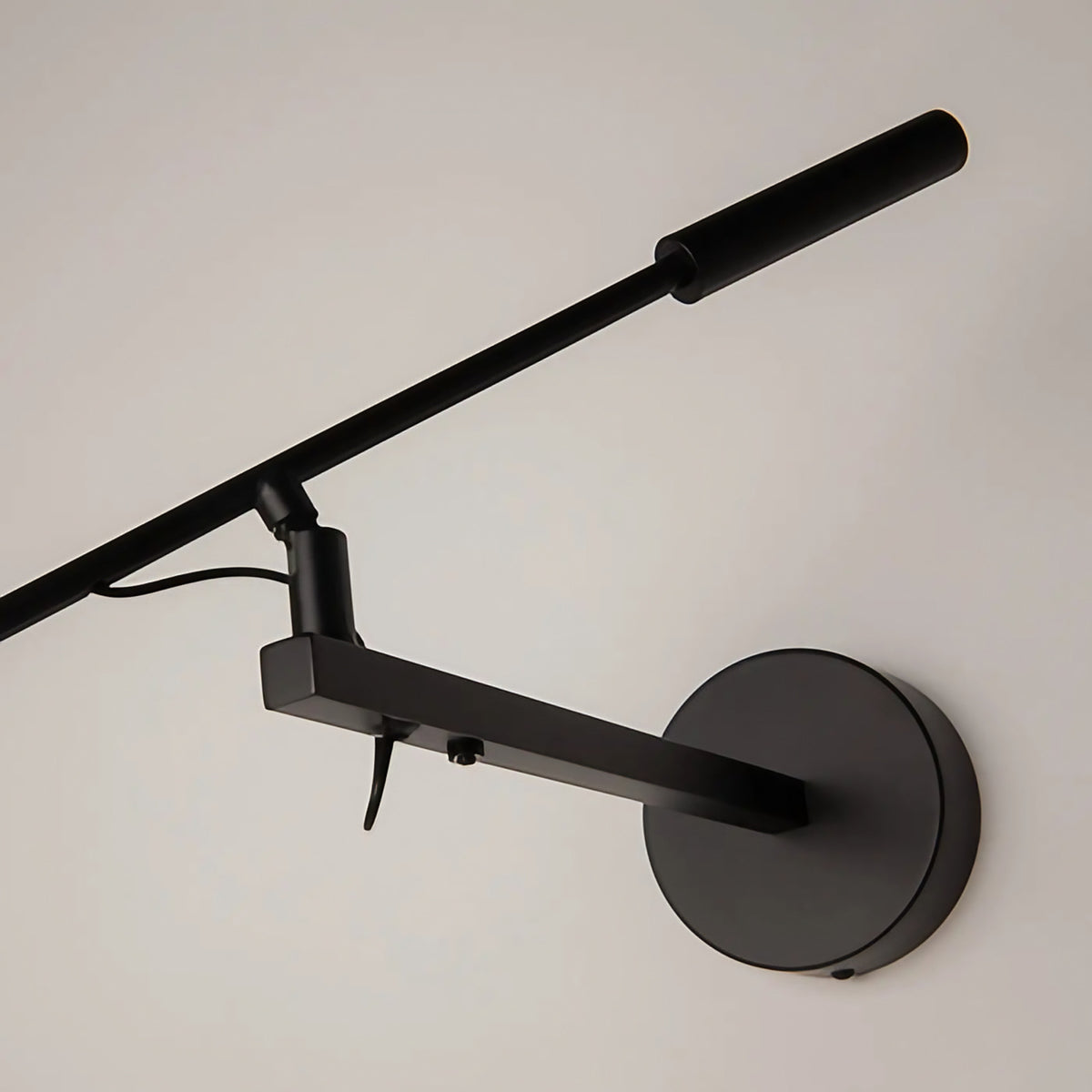 Applique LED à long bras de 100 cm, métal noir, tête ronde