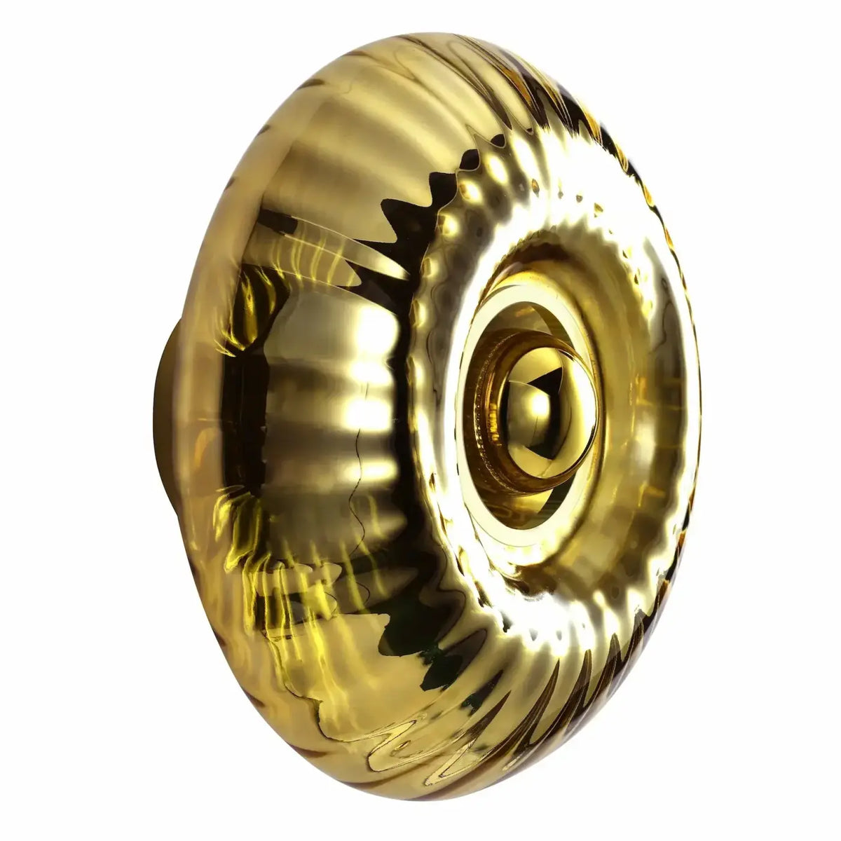 Applique disque en verre soufflé et collerette dorée, 20 ou 28 cm, doré