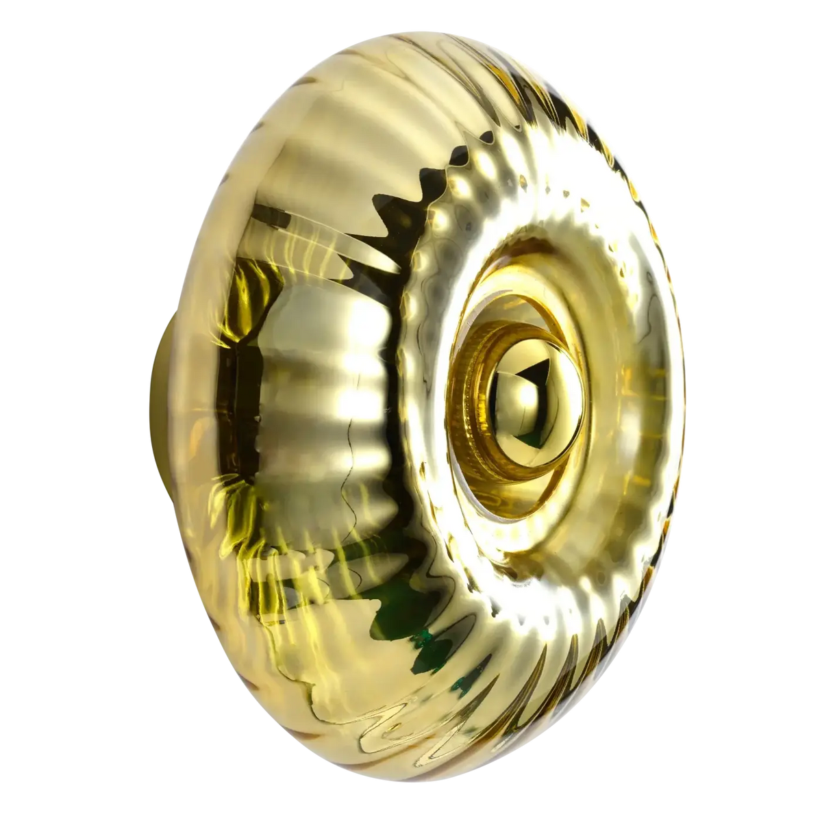 Applique disque en verre soufflé et collerette dorée, 20 ou 28 cm, or