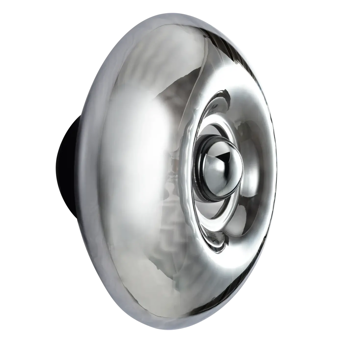 Applique disque en verre soufflé et collerette dorée, 20 ou 28 cm, hématite