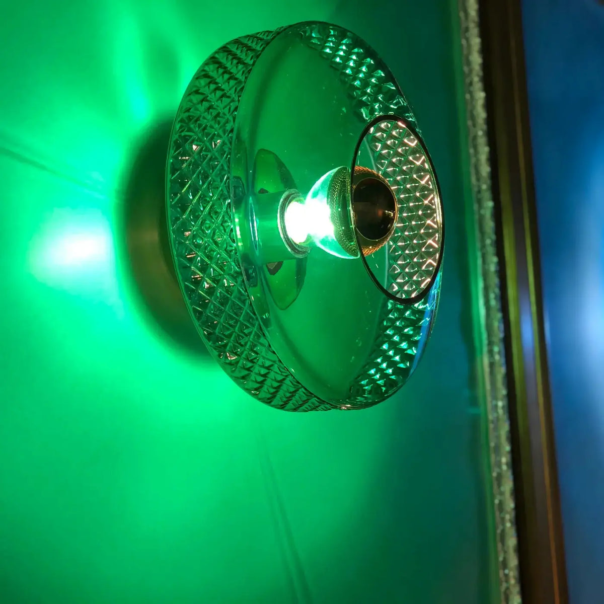 Applique murale en verre soufflé vert ou bleu, ampoule E27 fournie