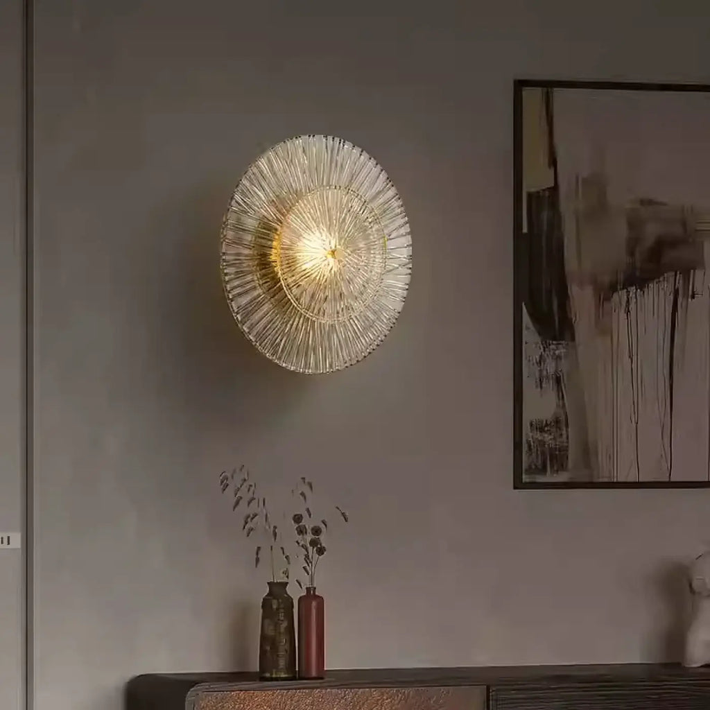 Applique LED dorée en forme de soleil