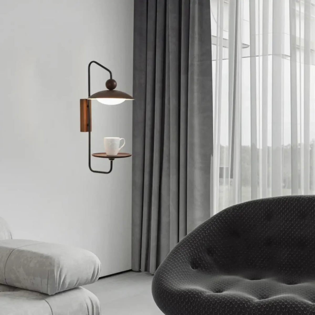 Applique murale LED bois et métal, style scandinave
