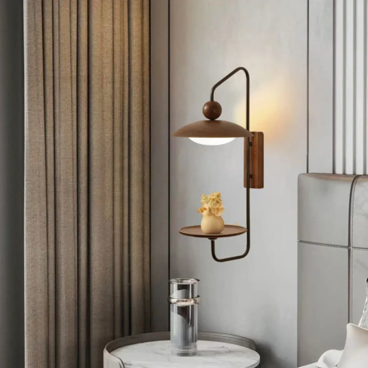 Applique murale LED bois et métal, style scandinave