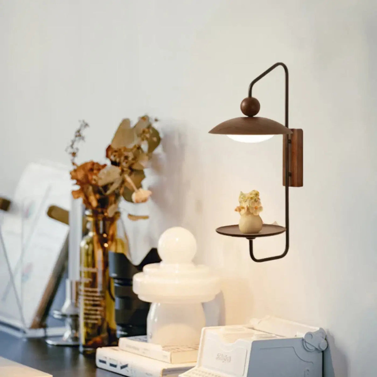 Applique murale LED bois et métal, style scandinave