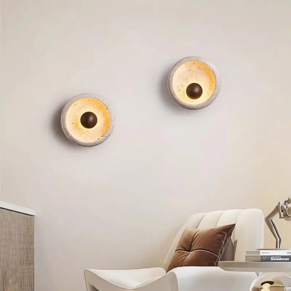 Applique LED en pierre et bois, style organique, deux modèles