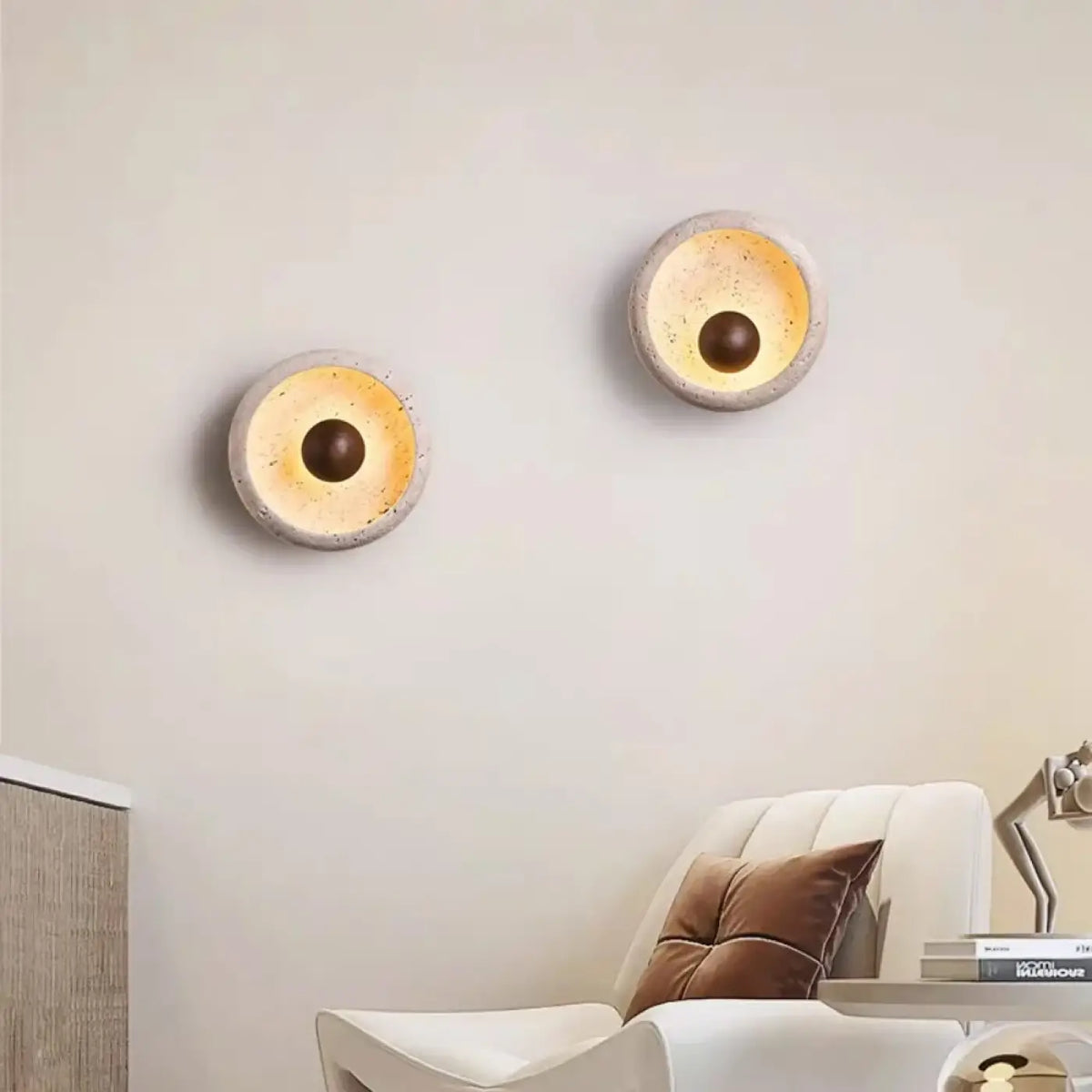 Applique LED en pierre et bois, style organique, deux modèles