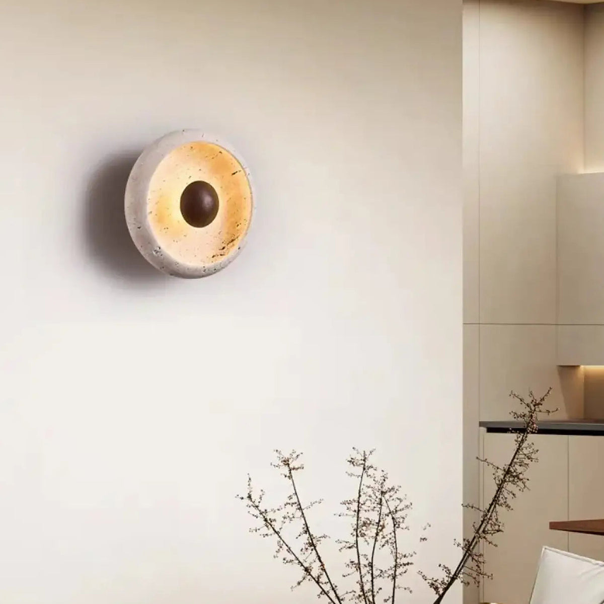 Applique LED en pierre et bois, style organique, deux modèles