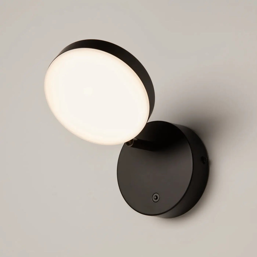 Applique liseuse LED à tête ronde orientable, métal noir