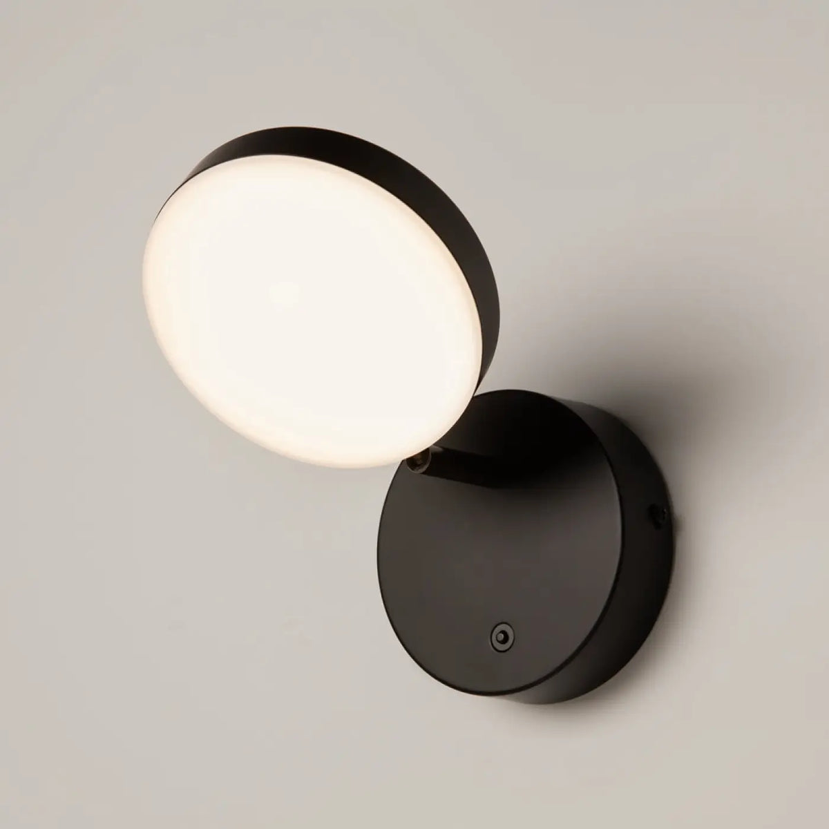 Applique liseuse LED à tête ronde orientable, métal noir