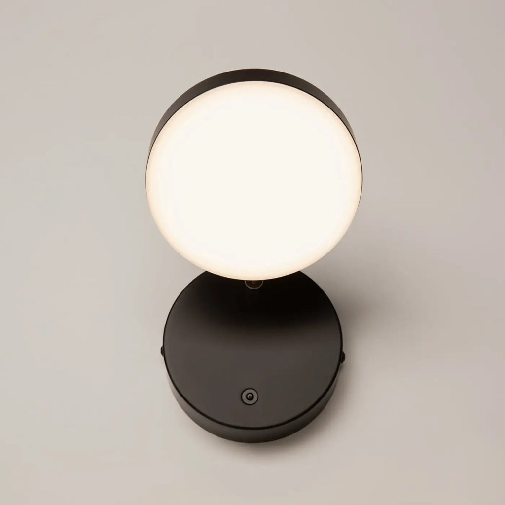 Applique liseuse LED à tête ronde orientable, métal noir