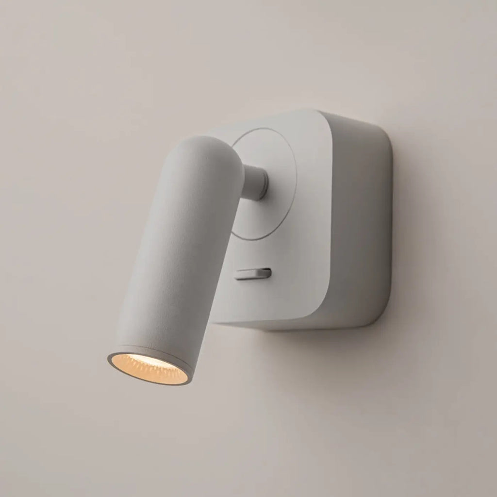 Liseuse murale LED carrée en acier, noir ou blanc