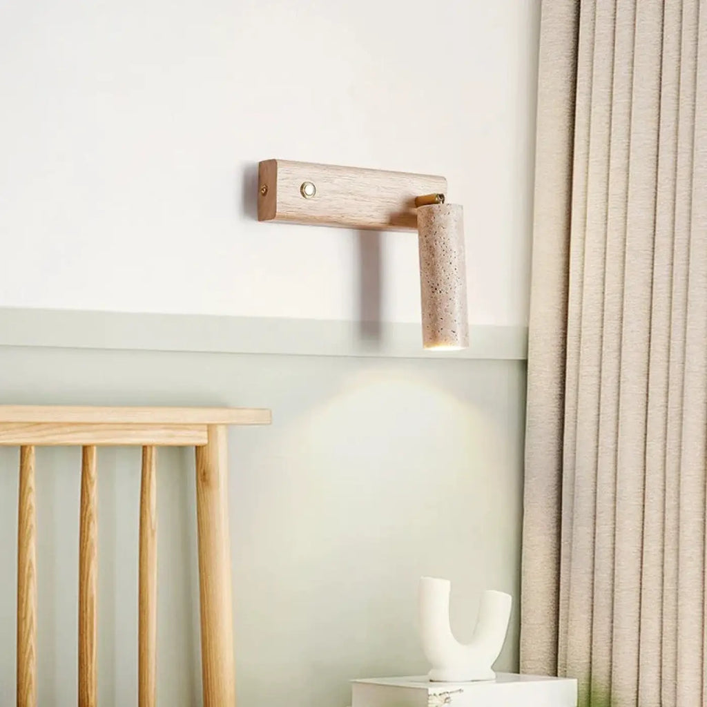 Applique murale en bois à interrupteur, beige ou marron
