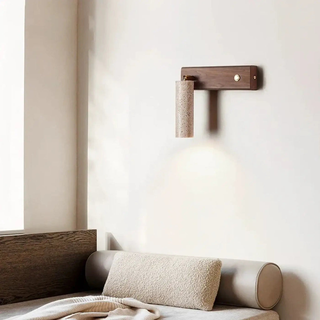 Applique murale en bois à interrupteur, beige ou marron