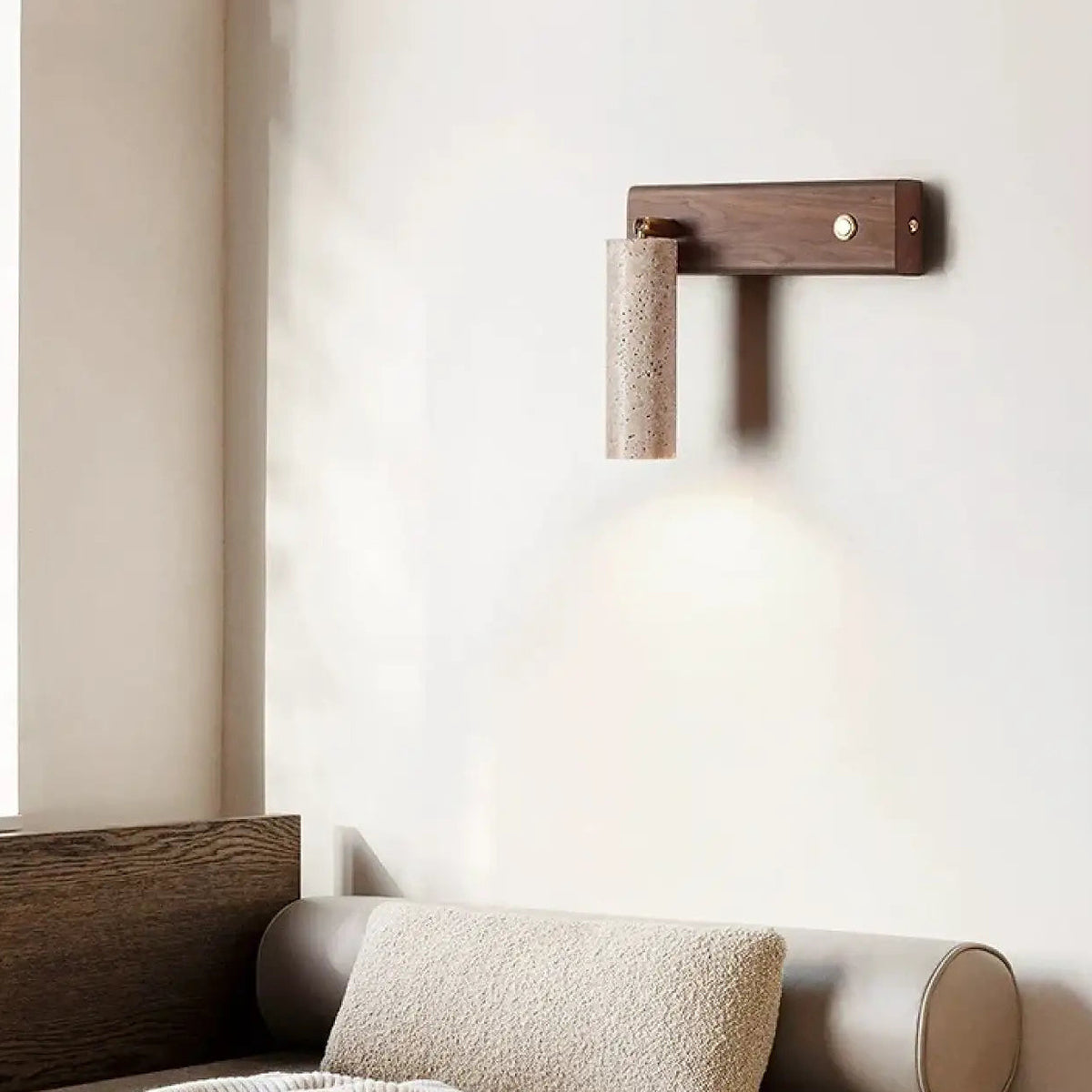 Applique murale en bois à interrupteur, beige ou marron