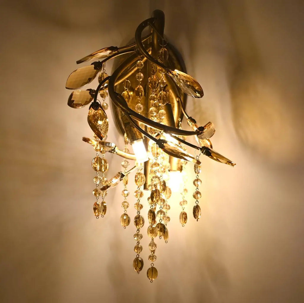 Applique murale bronze et cristal, finition bronze ou argentée