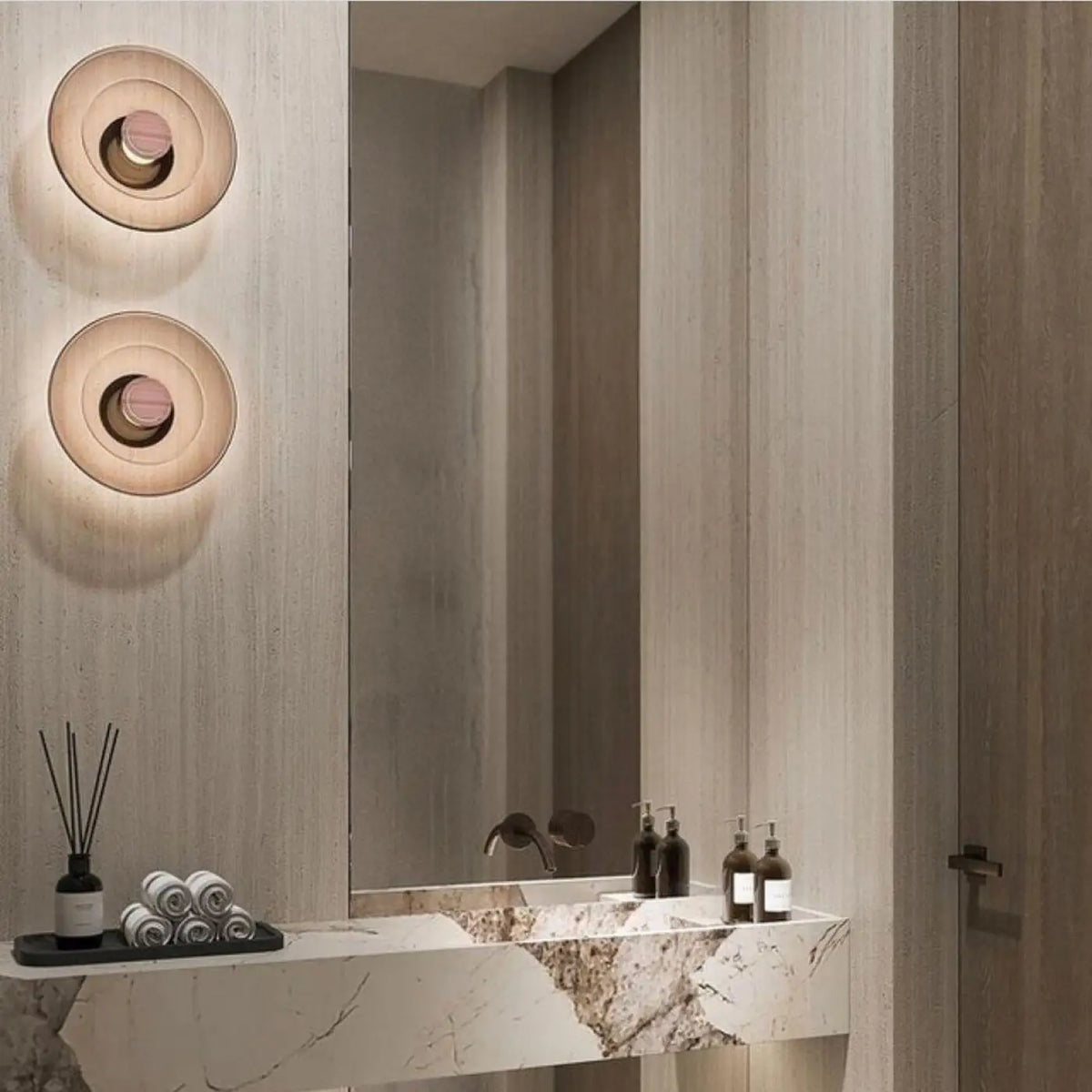Applique murale LED circulaire, noir ou doré, tailles S ou M