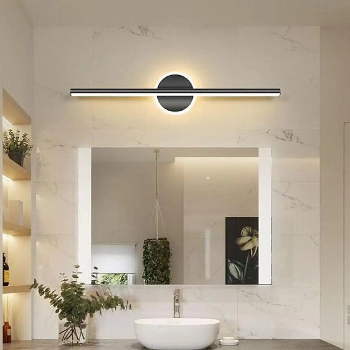 Applique murale LED design, forme carrée ou cercle, doré ou noir, noir