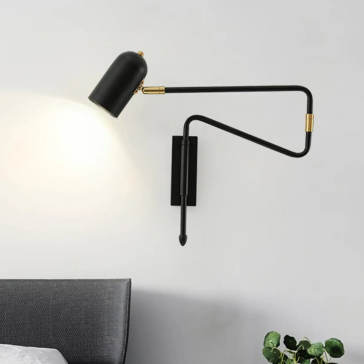 Applique murale ajustable, tête ronde ou allongée, noir