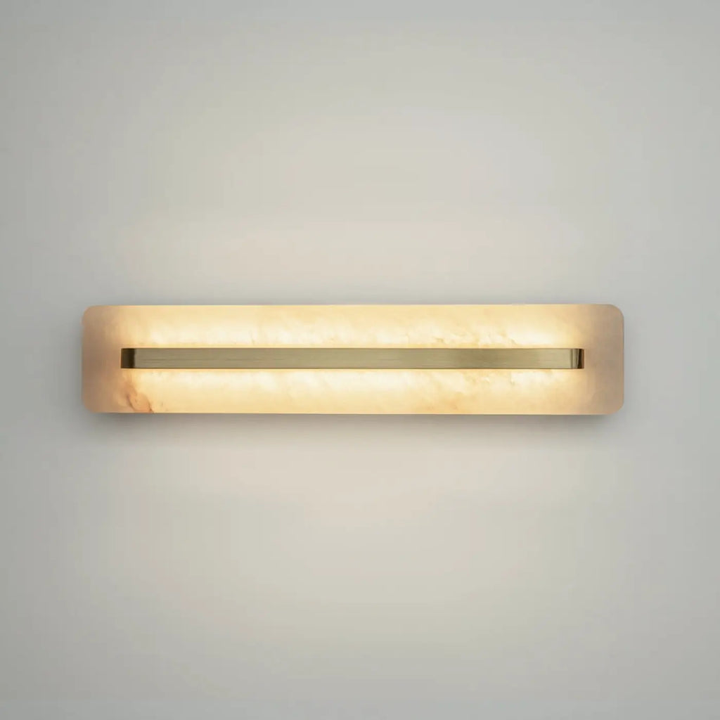 Applique murale LED en albâtre et finition laiton, 40, 60 ou 80 cm